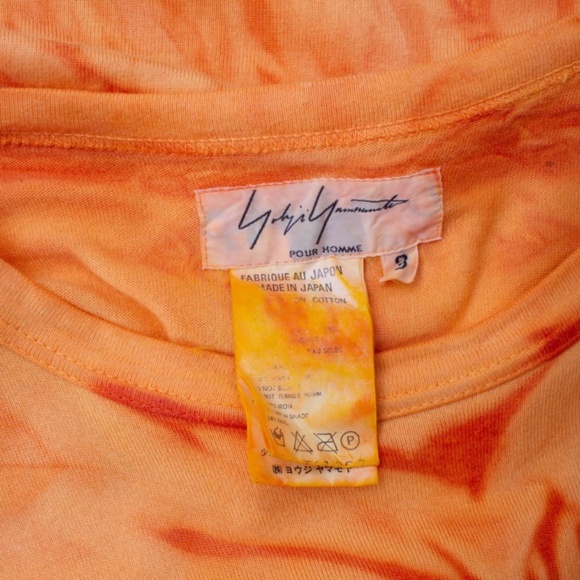 YOHJI YAMAMOTO ORANGE TIE DYE COTTON SHORT SLEEVE T-SHIRT (FINAL PRICE) - Picture 5 of 7